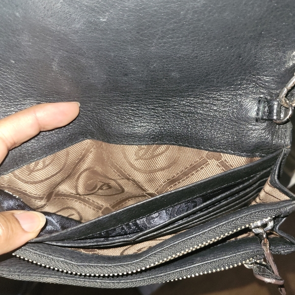 Brighton Vintage Brown & Black Leather Crossbody Bag - Picture 6 of 10